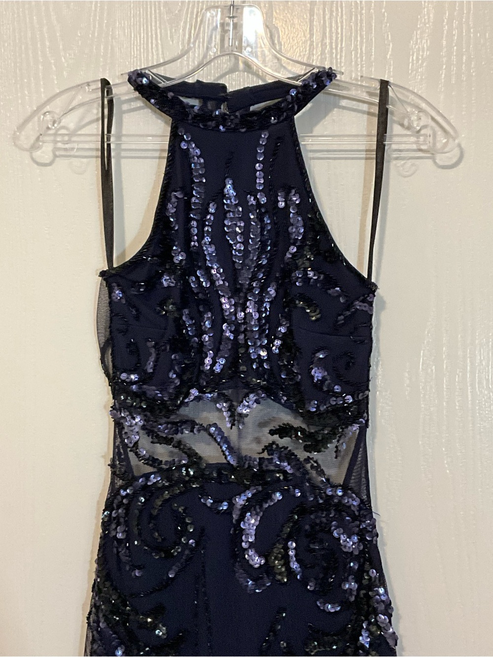 Navy Sequin Evening Dress